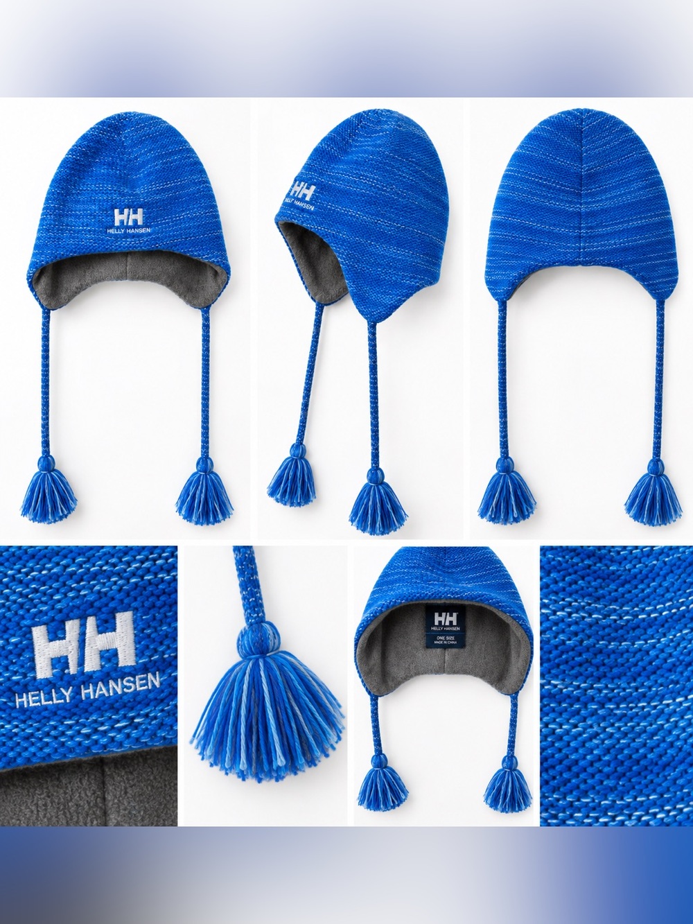 Helly Hansen Blue Pom-Pom Earflap Hat